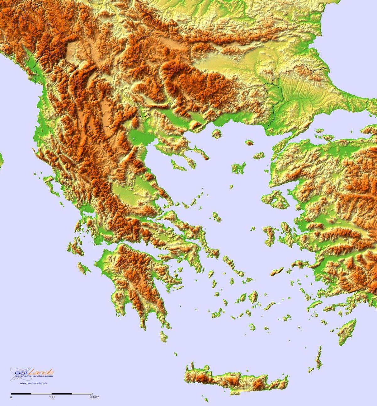 карта высот Греции