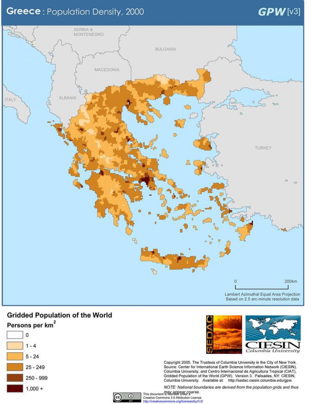 карта плотности Греции
