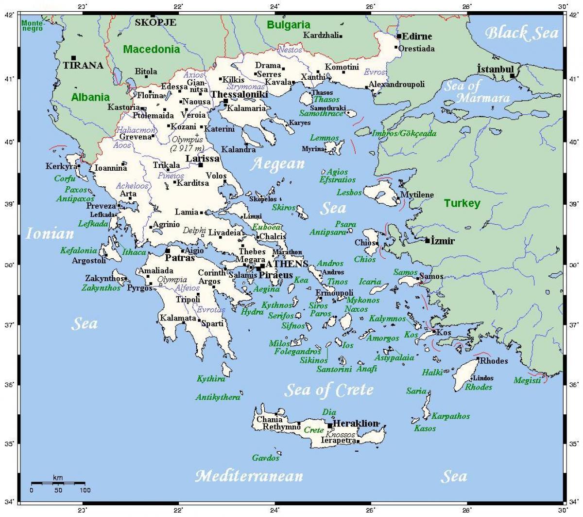 Реки в Греции карта