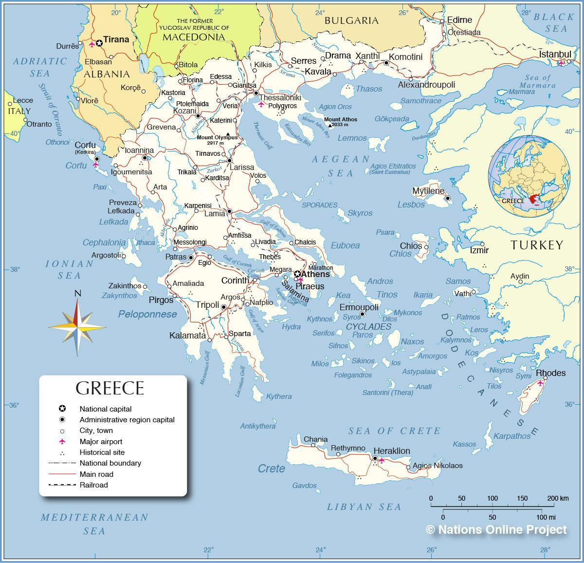 административная карта Греции