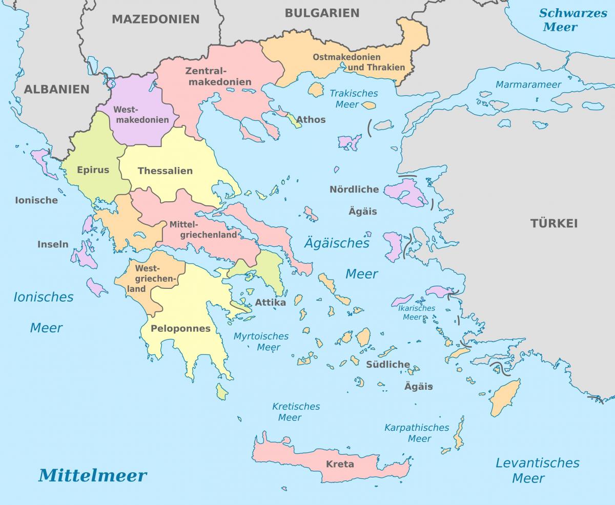 карта районов Греции