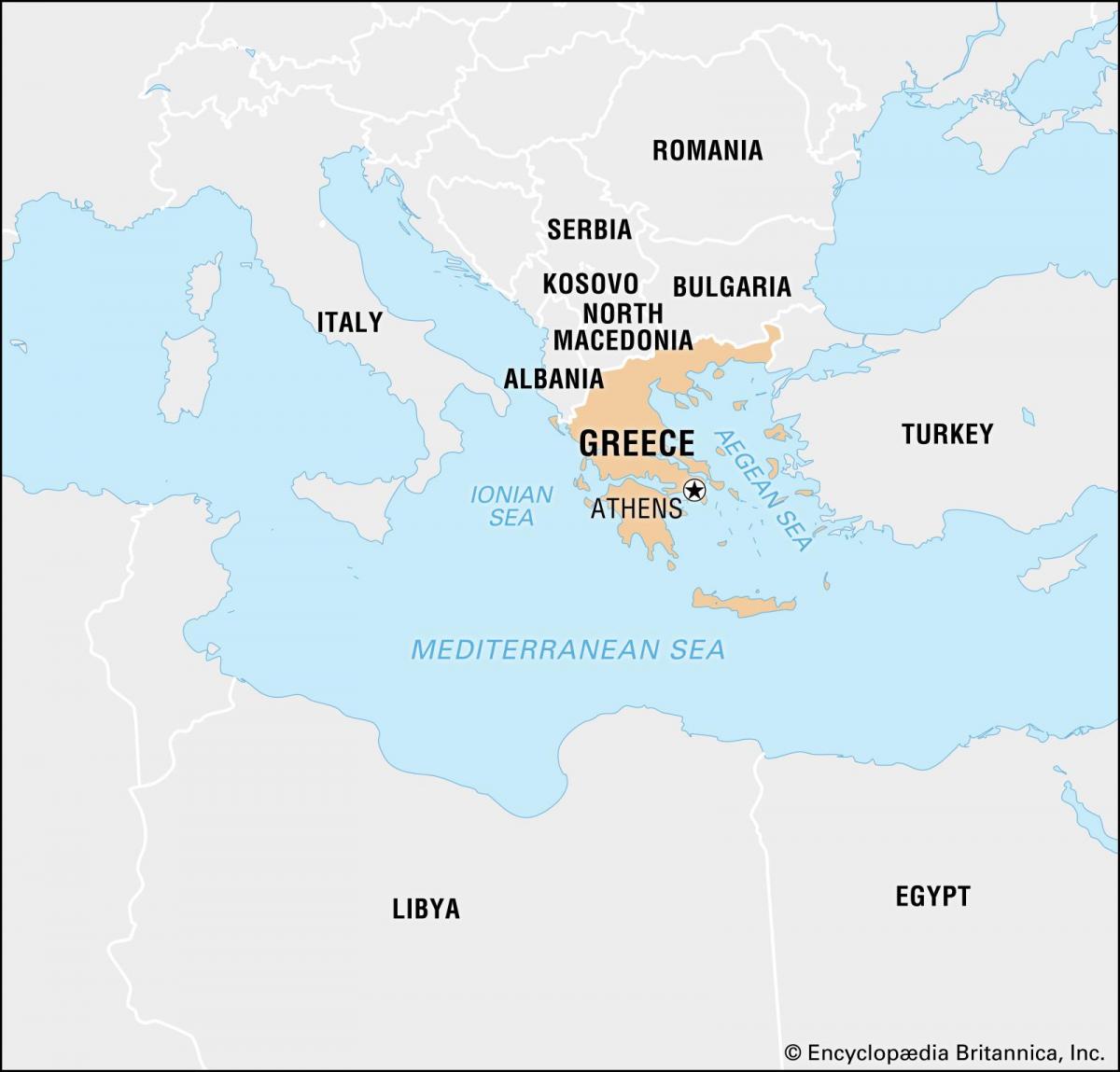 Карта Греции и приграничных стран